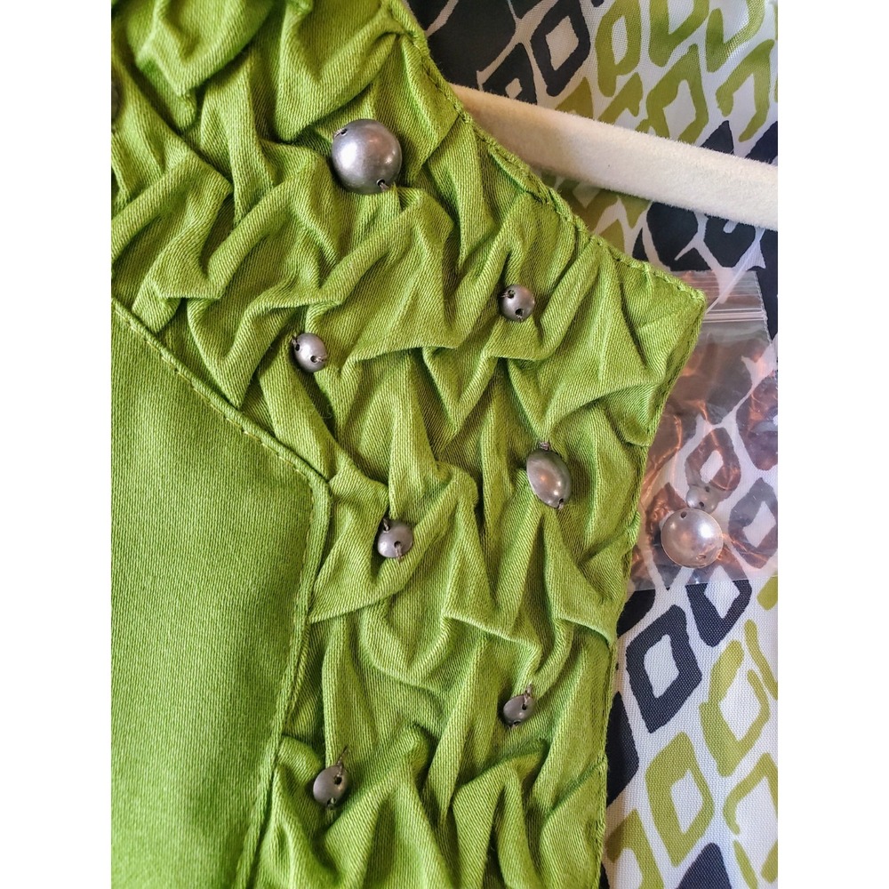 NWT SUSAN BRISTOL Pea Green Hook Eye Neck Band w/Studs Jacket Size 2XL - Picture 3 of 9